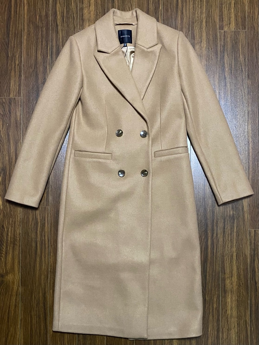 Brand New - Dynamite Double-Breasted Trench Coat in Camel